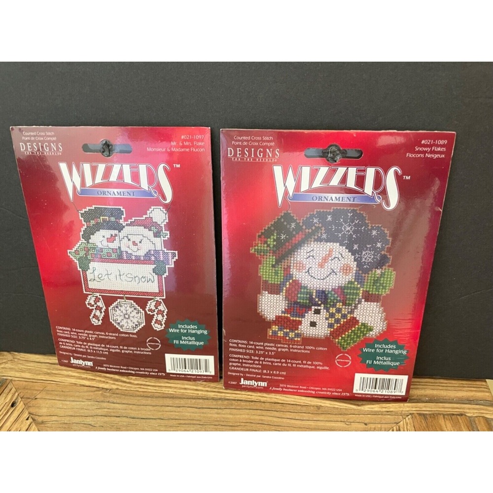 JANLYNN WIZZERS ORNAMENTS Counted Cross Stitch 2 Kits 1089 & 1097